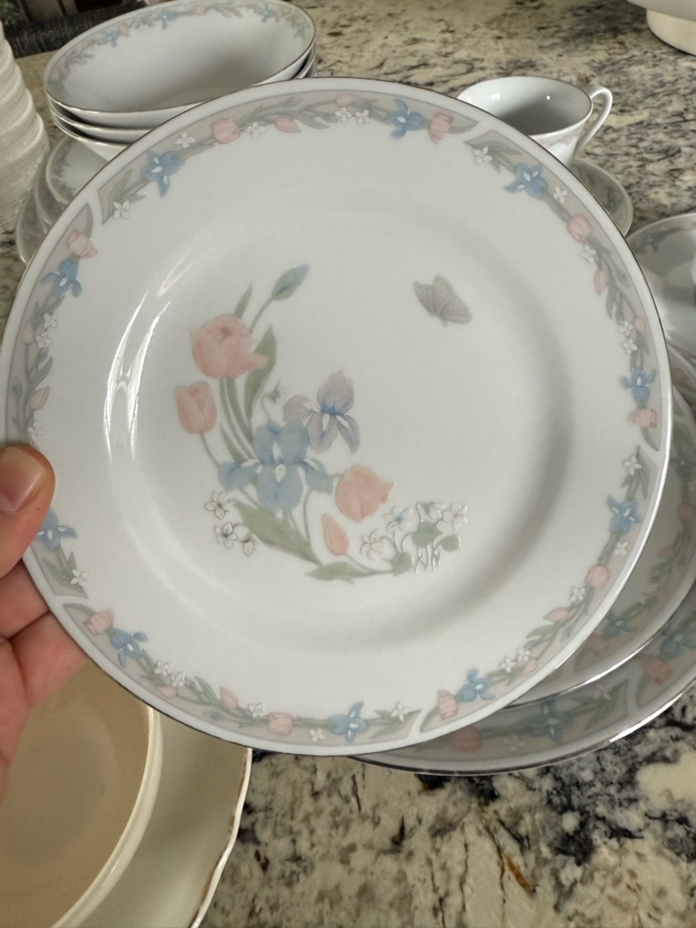 Illusions by Excel Center Stage Bread and Butter Plates - Pastel Pink & Blue
